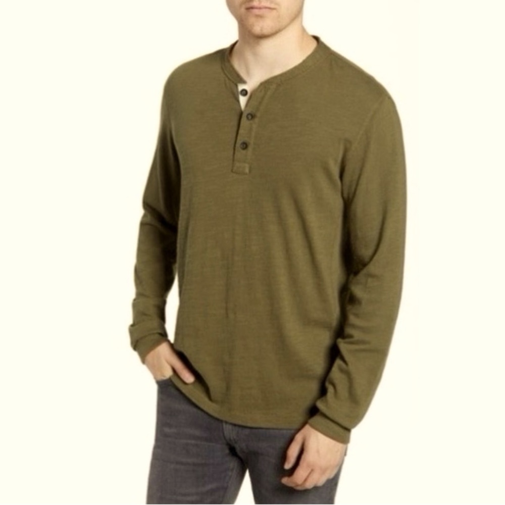 Rag & Bone Standard Issue Slub Cotton Henley green Xlarge
